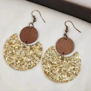🆕️Crescent Sequin Dangle Earrings | Rustic Vintage Boho Chic Glam 🌟